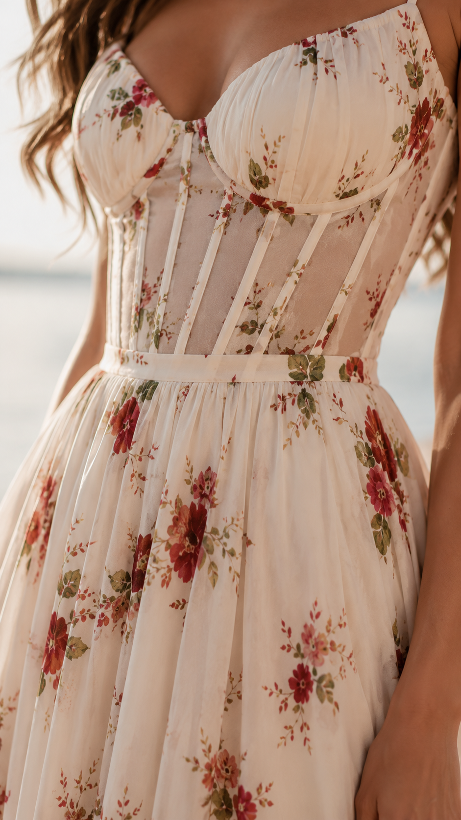 Thalia | Romantisches Floral-Maxikleid mit Beinschlitz