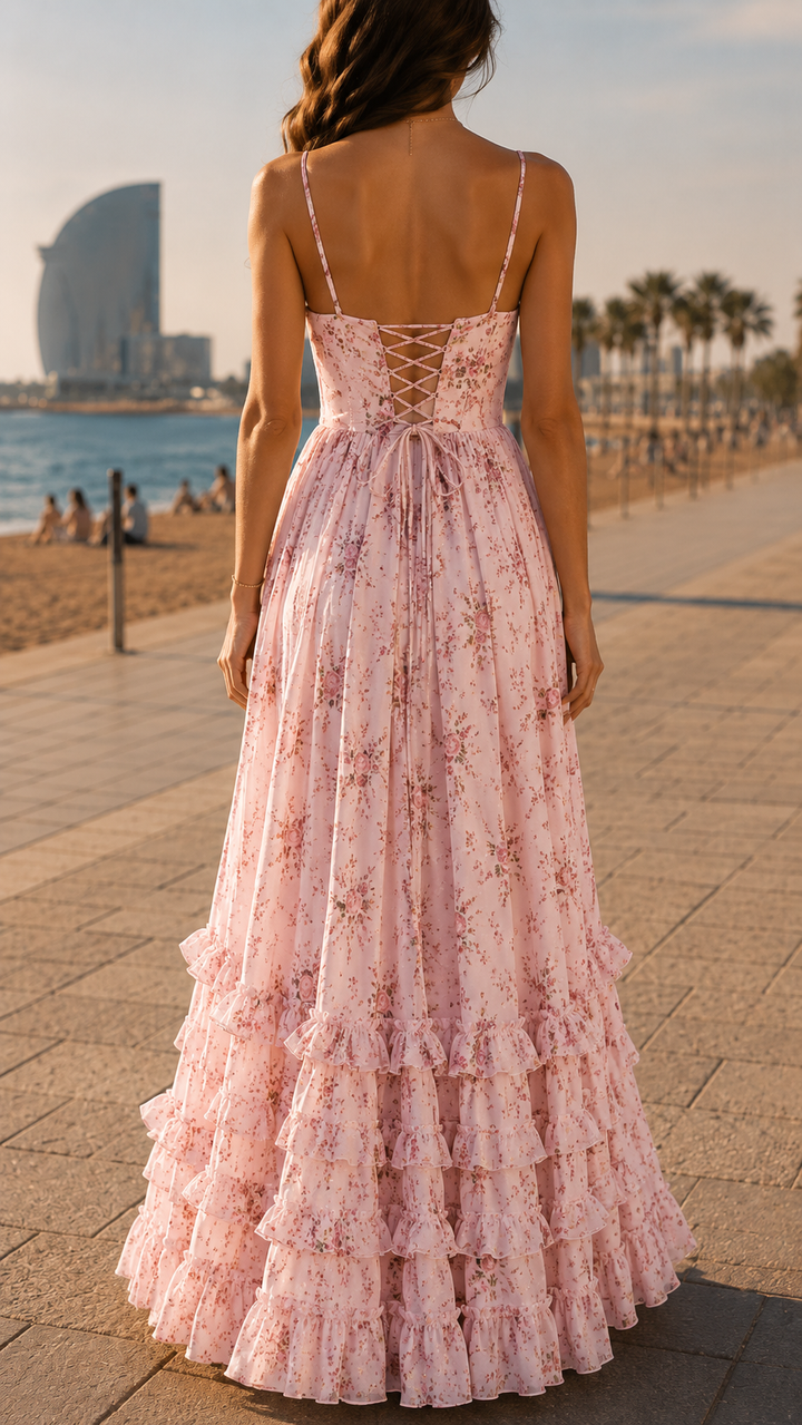 Thalia | Romantisches Floral-Maxikleid mit Beinschlitz