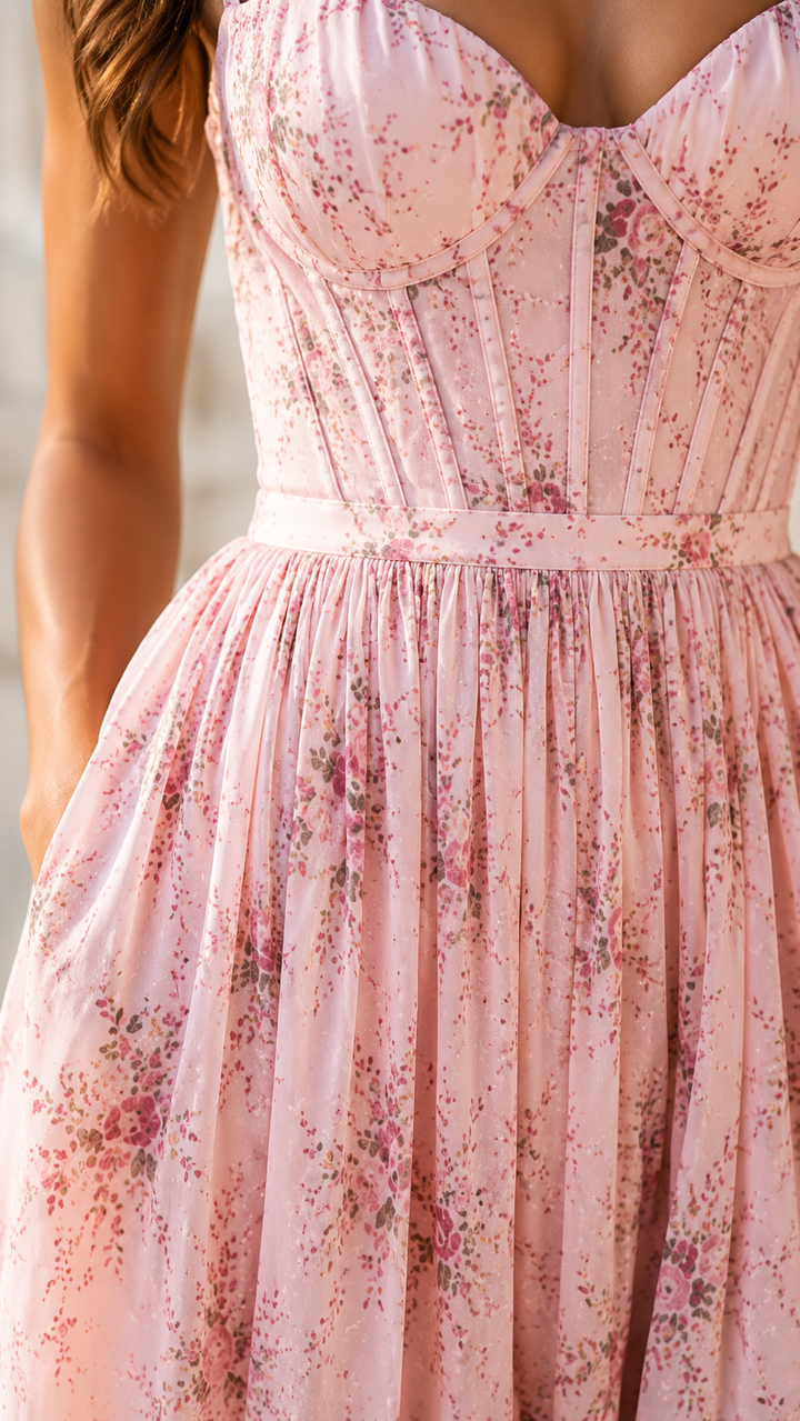 Thalia | Romantisches Floral-Maxikleid mit Beinschlitz
