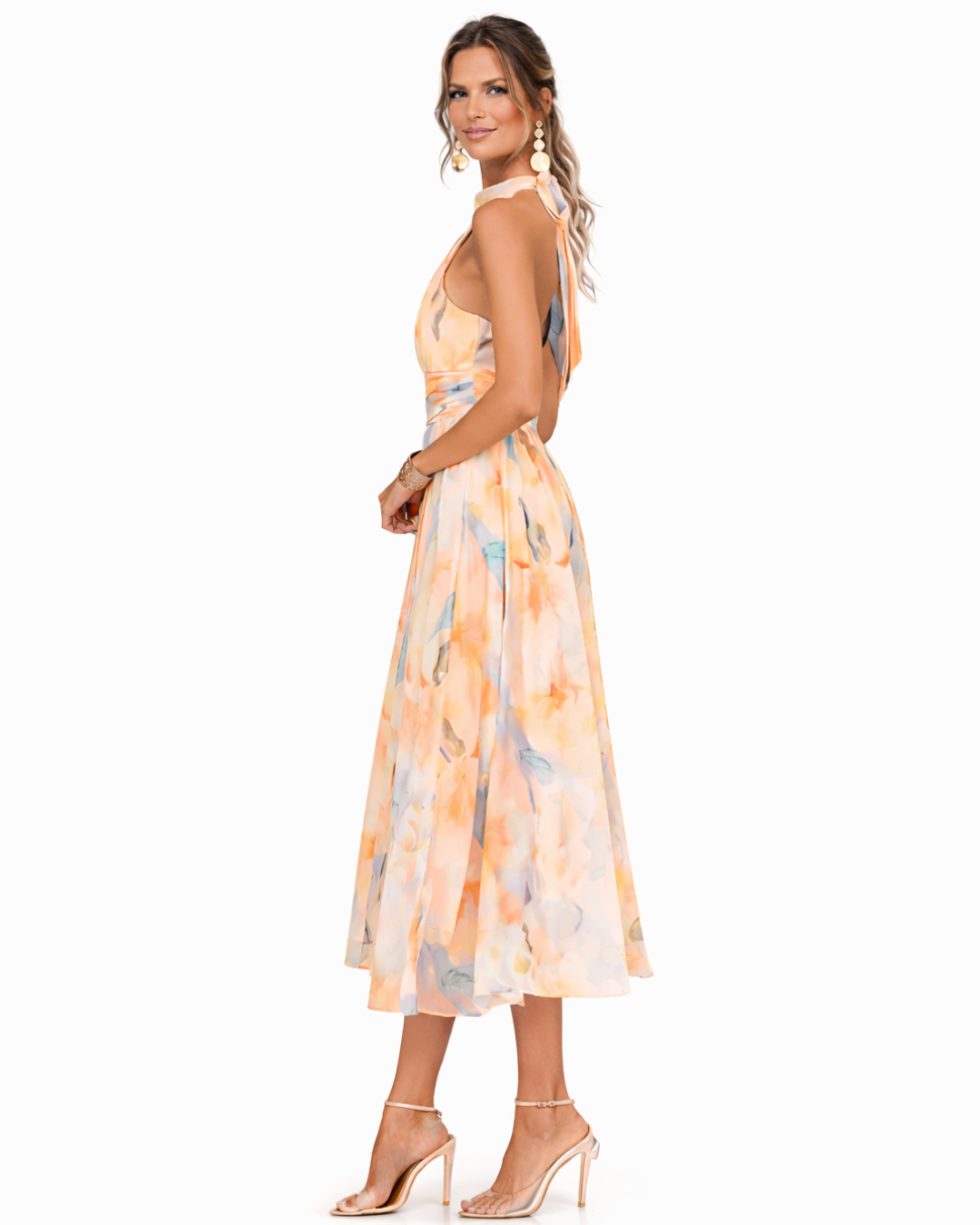 Adelaide | Neckholder-Maxikleid mit Aquarelldruck