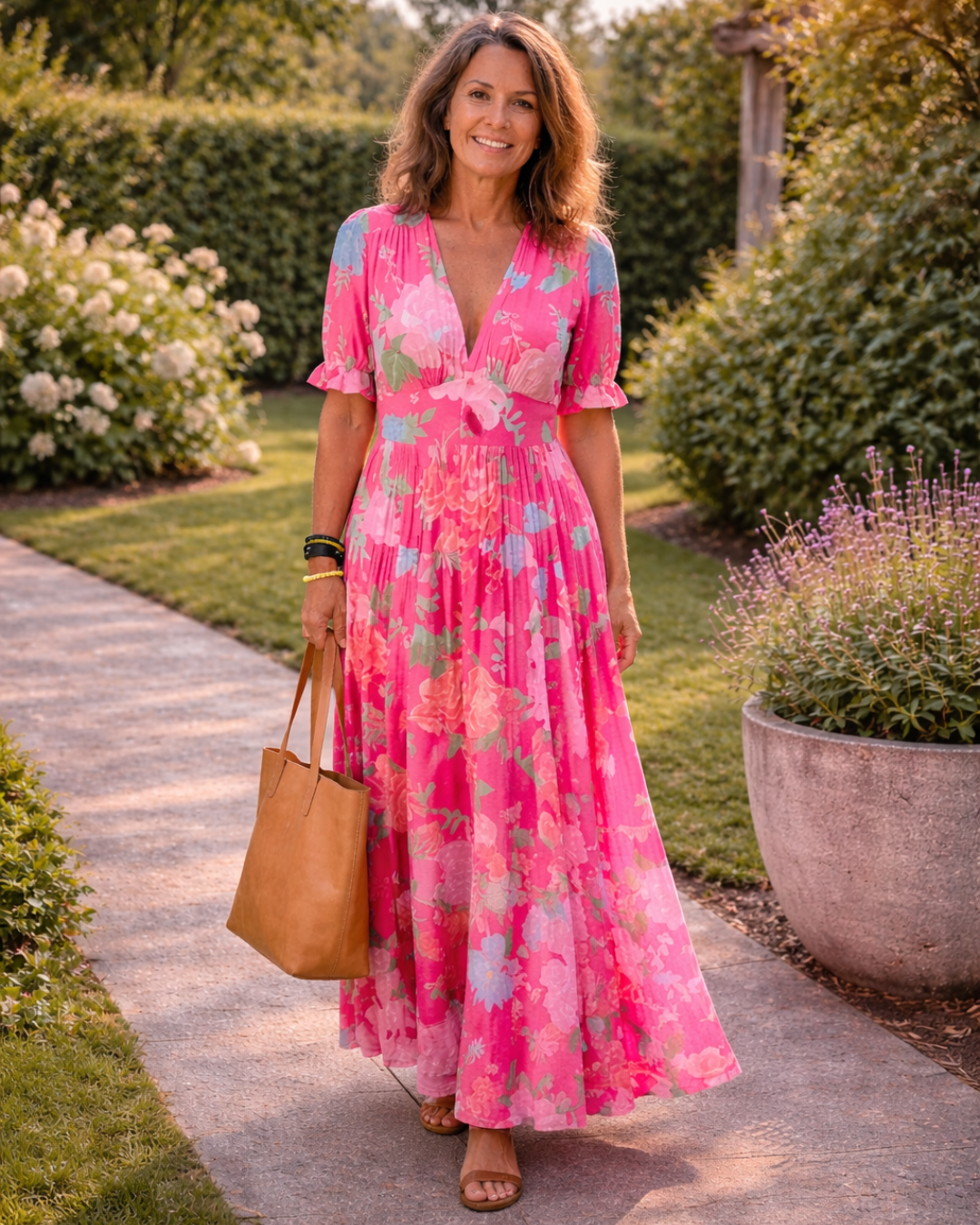 Aria | Fließendes Plissee-Maxikleid mit Blumendruck