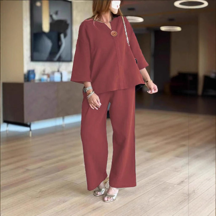 Maya | Leinen-Set mit Dreiviertel-Tunika und Palazzo-Hose