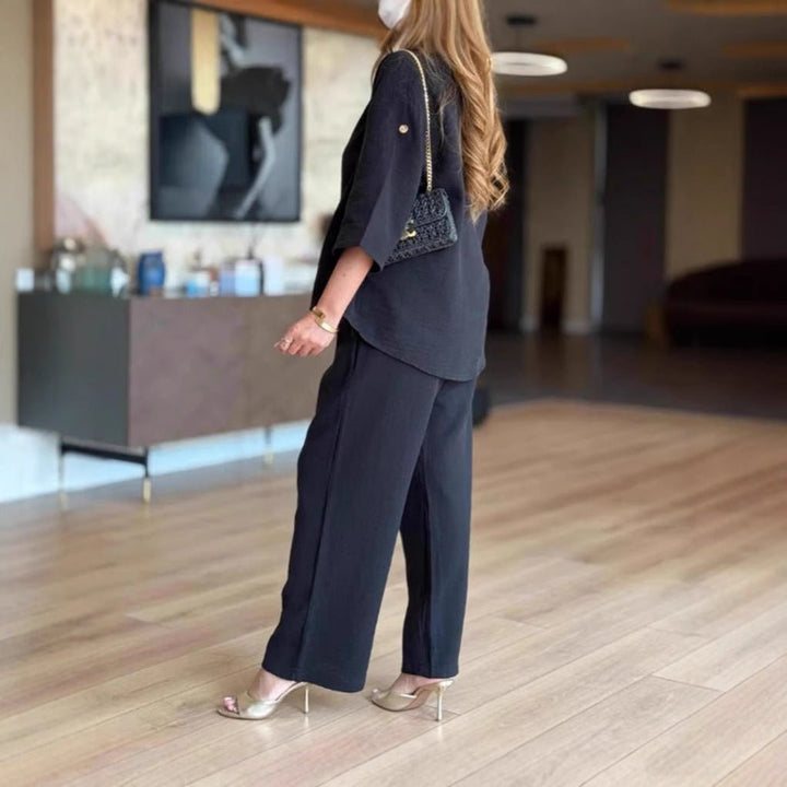 Maya | Leinen-Set mit Dreiviertel-Tunika und Palazzo-Hose