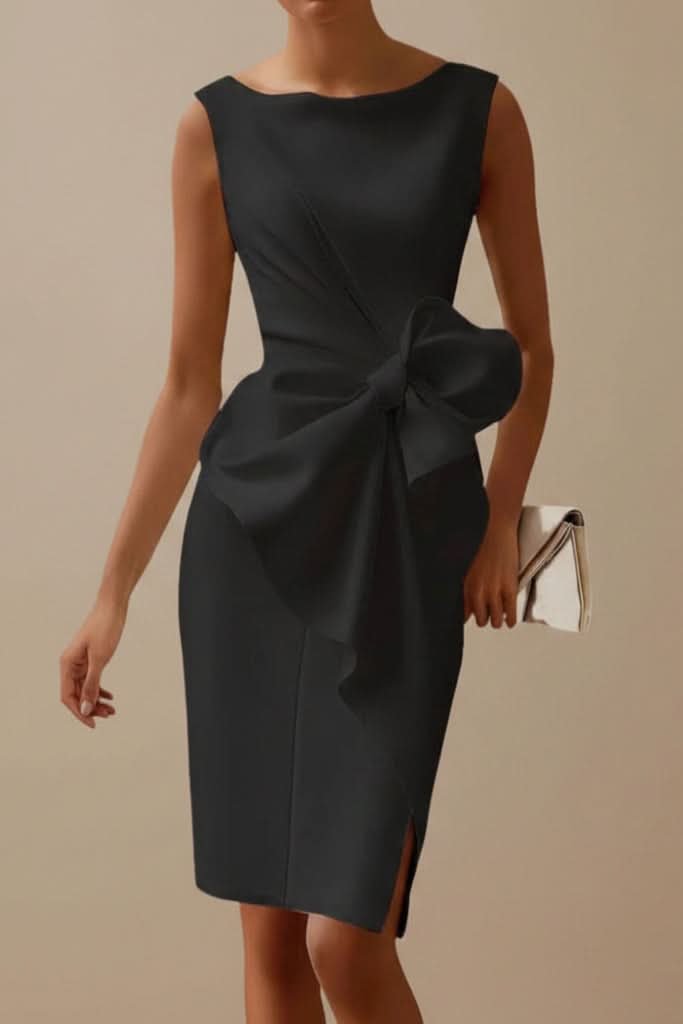 Selina | Ärmelloses Midikleid mit Statement-Schleife und Schlitz