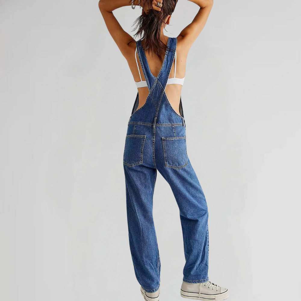 Valentina | Denim-Latzhose mit Kreuzträger und umschlagbaren Beinen