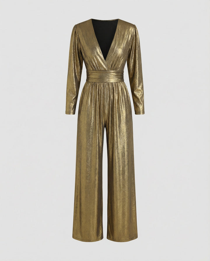 Sophia | Ärmelloser Satin-Jumpsuit mit weitem Bein