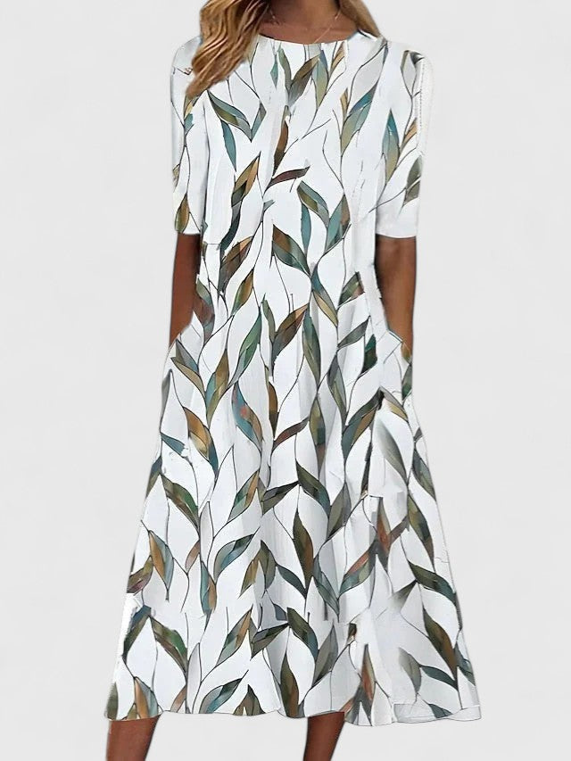 Lea | Midikleid mit sommerlichem Blumendruck und Stretch-Gewebe