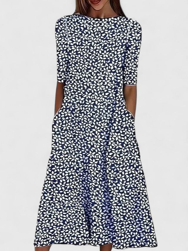 Lea | Midikleid mit sommerlichem Blumendruck und Stretch-Gewebe