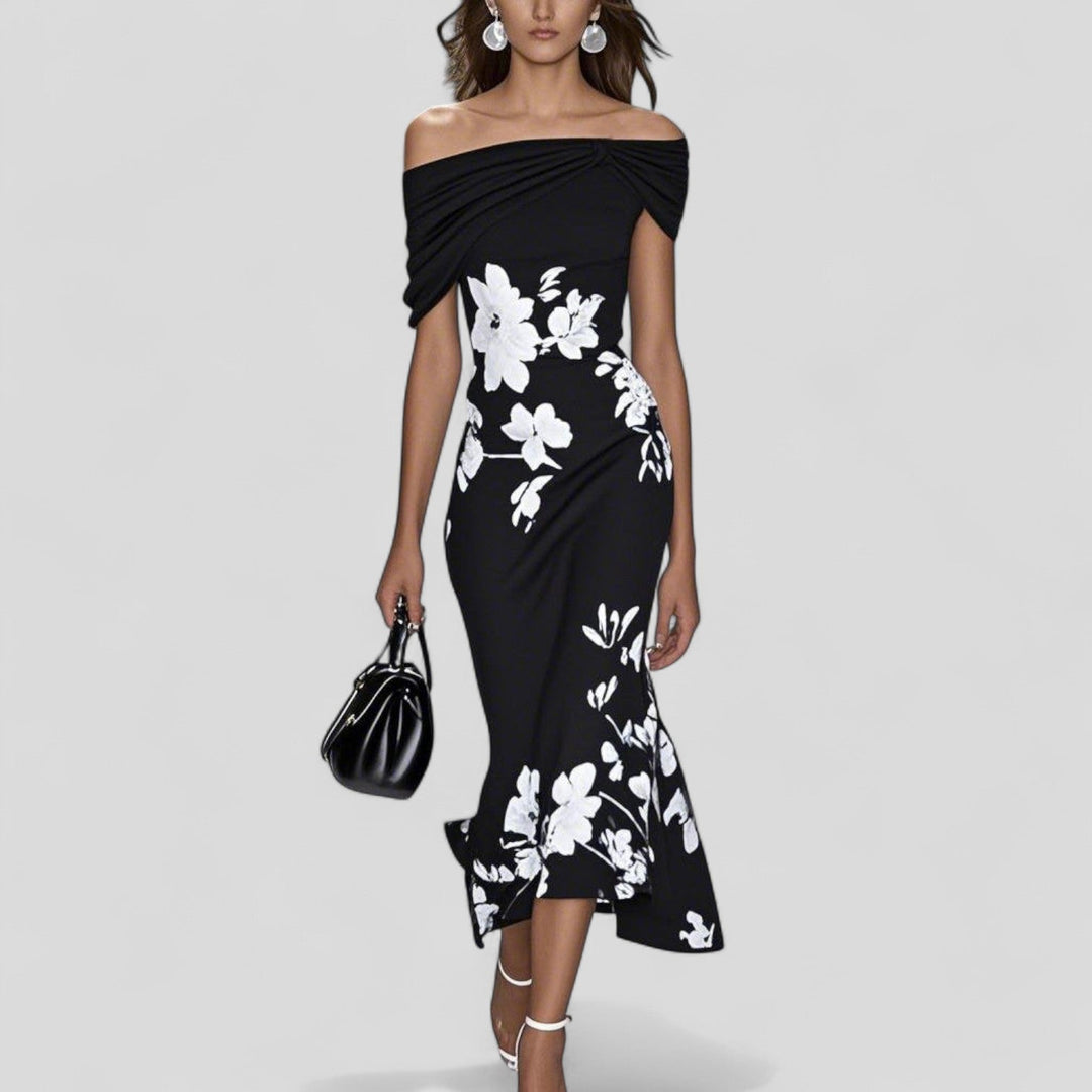 Emma | Luftiges Midikleid mit modernem Print und fließender Passform