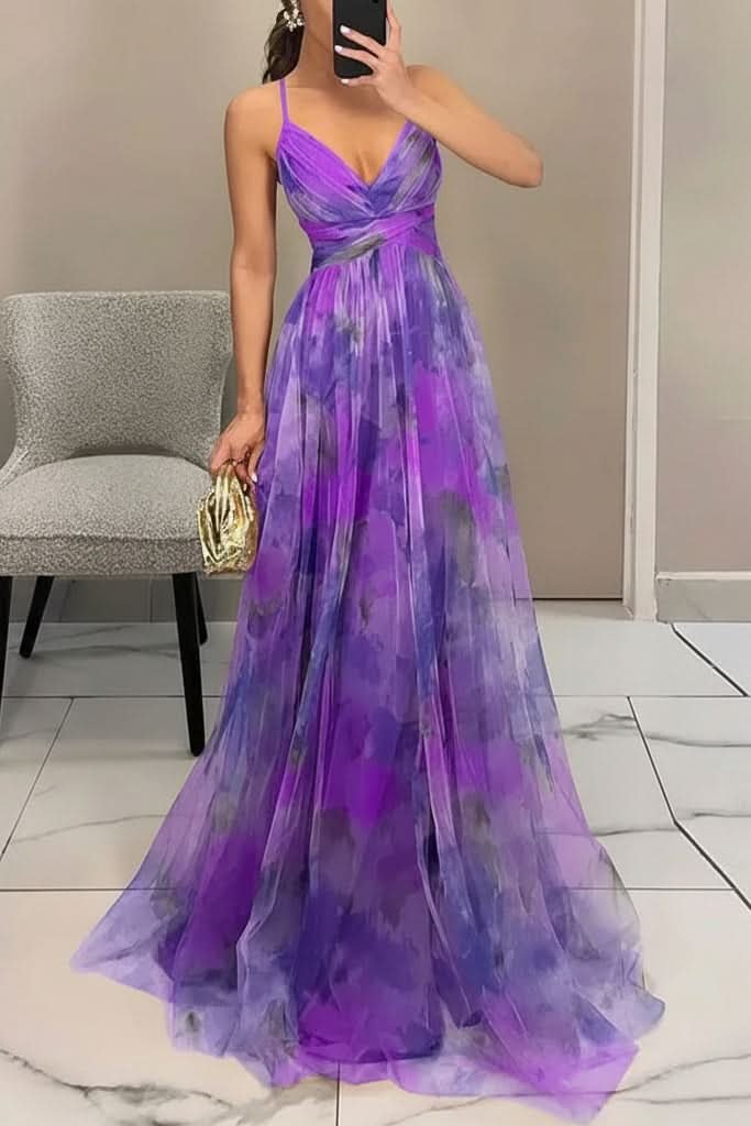 Mila | Maxikleid mit Aquarell-Blumenmuster und Tüllrock