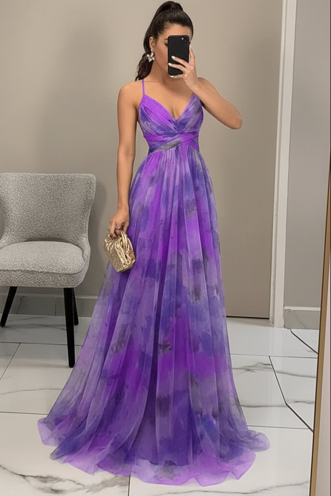 Mila | Maxikleid mit Aquarell-Blumenmuster und Tüllrock