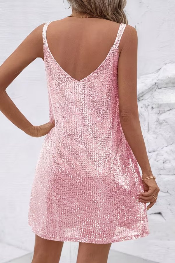 Emilia | Ärmelloses Pailletten-Minikleid mit V-Ausschnitt und Taillierung