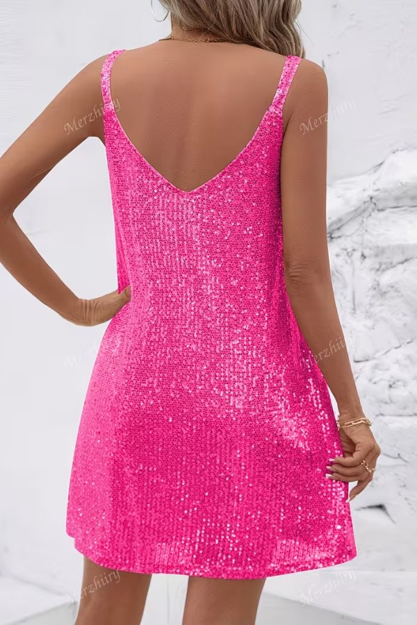 Emilia | Ärmelloses Pailletten-Minikleid mit V-Ausschnitt und Taillierung
