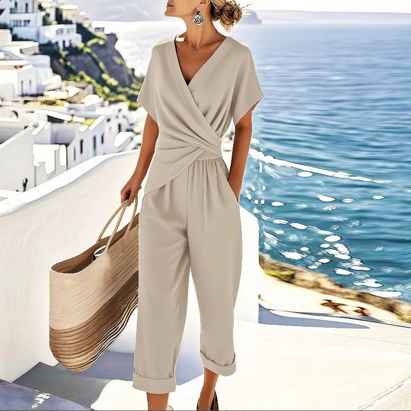 Valentina | Sommer-Set mit Wickelbluse und gerader Hose