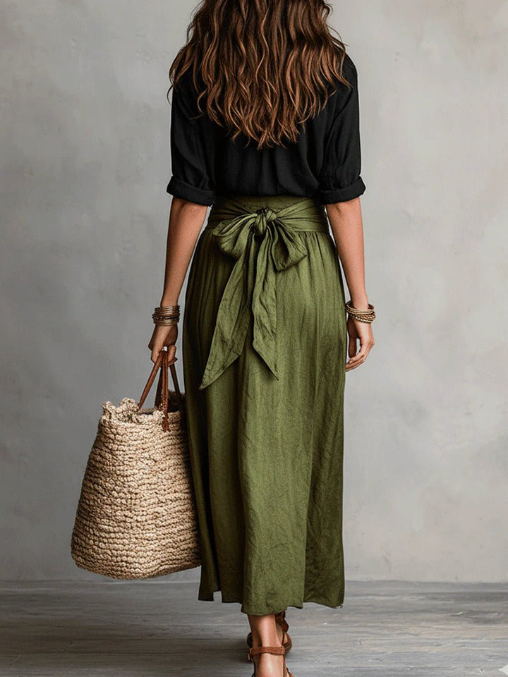Mila | Zweiteiler mit Knopfbluse und High-Waist-Midirock