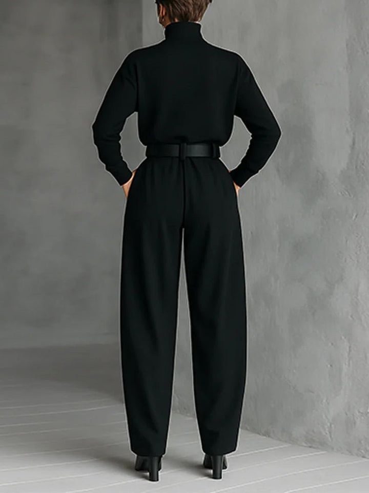 Sarah | Rollkragen-Zweiteiler mit Straight-Leg-Hose und Taillengürtel