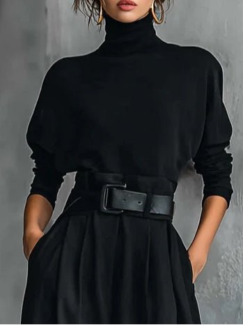 Sarah | Rollkragen-Zweiteiler mit Straight-Leg-Hose und Taillengürtel