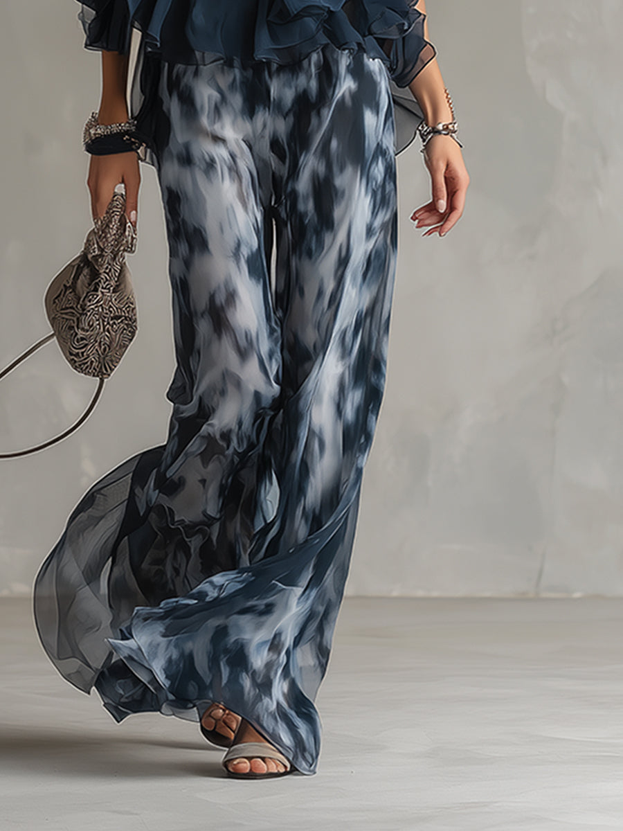 Freya | Neckholder-Zweiteiler mit abstraktem Muster und Weithose
