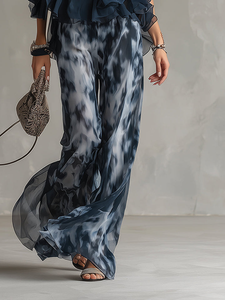 Freya | Neckholder-Zweiteiler mit abstraktem Muster und Weithose